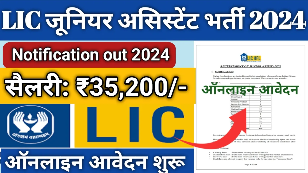 LIC Junior Assistant Vacancy 2024